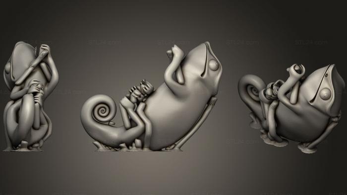 Статуэтки животных (Рабочий стол Хамелеона, STKJ_0812) 3D модель для ЧПУ станка